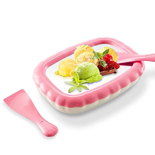 Rely2016 Household Non-electronic DIY Ice Cream Maker Smoothies Machine Mini Fried Yogurt Ice Cream Machine Plate Pan, Adult Children Homemade Funny Ice Cream Making (Freshness Pink)