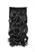 SWACC 20″ Women 3/4 Full Head Instant One Piece Curly Body Wave Heat Resistance Synthetic Clip in Hair Extension (Off Black-1B#)thumb 1