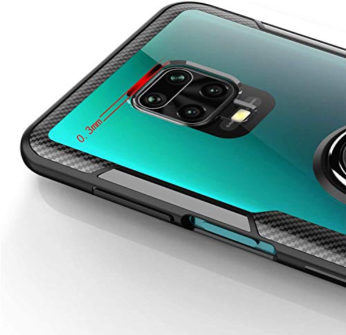 REALCASE 360° Ring Stand Clear Shock Absorption Protective Hard Transparent Back Case Cover for Xiaomi Redmi Note 9 Pro/