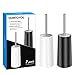 Toilet Brush And Holder Stainless Steel, HOMTOYOU Length Handle Toilet Bowl Brush Scrubber Set With Durable Bristles And Sturdy Stand For Toilet And Bathroom (White And Black 2 Pack)