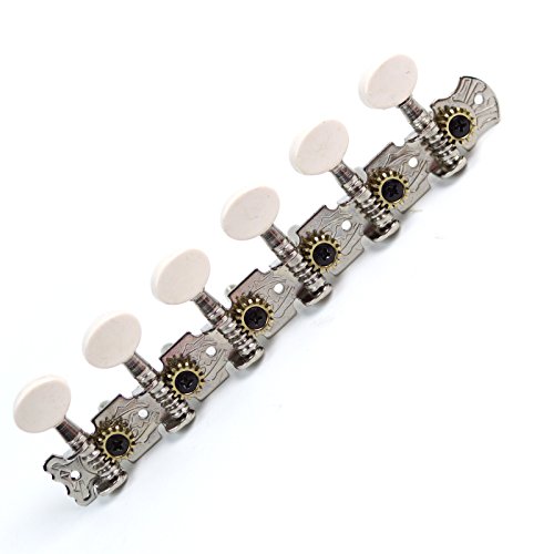 6-on-Plate Guitar Tuners Tuning keys for Right/treble side of a 12-String guitar, Nickel