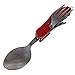 CAMTOA Stainless Steel Folding Spoon Fork Tool 2-in-1 Cutlery for Camping Hiking,Red
