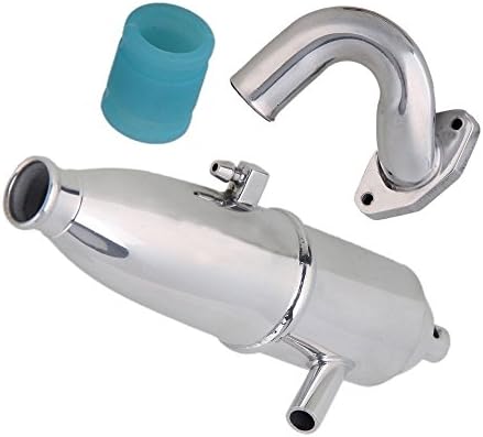Yiguo Aluminum Alloy W10001 Exhaust Pipe Tubing &amp; Header Manifold Parts for RC 1/10 Model Car Silver