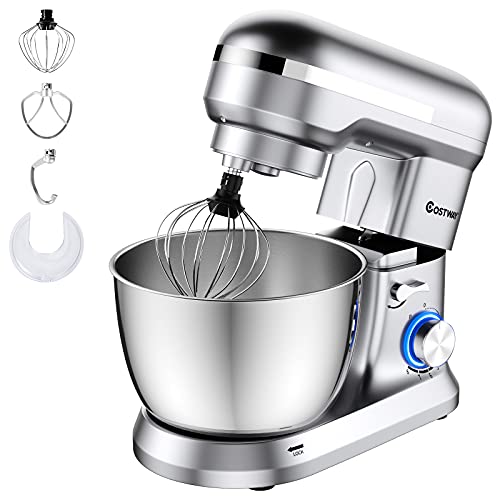 COSTWAY TiltHead Stand Mixer, 8speed Food Mixer with Pulse Function