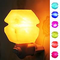 Aiky Himalayan Salt Lamps Crystal Salt Rock Night Light 360 Degree Rotating Wall Plug +1 Colorful LED Bulb (Pagoda Shape)