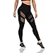 SOUTEAM Women's Mesh Workout Sports Pants Gym Yoga Leggings with Hidden Pocket