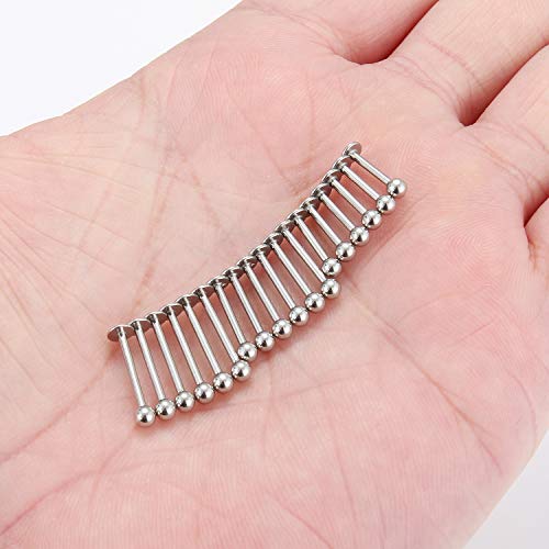 SCERRING 18PCS 16g Stainless Steel 3mm Balls Labret Monroe Lip Tragus Cartilage Helix Earring Ring Body Piercing Jewelry 8-12mm - Silver