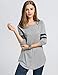 Etuoji Women T-Shirt Baseball Long Sleeve Blouse Striped V Neck Tee Shirt