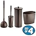 MetroDecor mdesign Toilet Bowl Brush, Plunger/Toilet Paper Holder/Oval Wastebasket Trash Can, Bronze, Set of 4