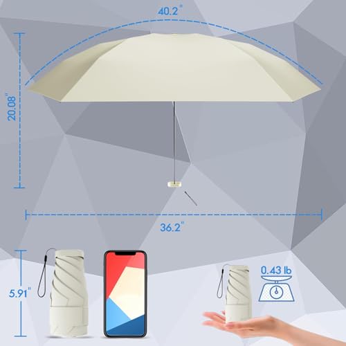 Mini Umbrella Sun Protection - UPF 50+ UV Umbrella Protection Sun, Small Compact Lightweight Design Fits in Pocket or Bag, Wallet Umbrella, Travel Umbrella for Adult Kids