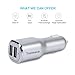 Tranesca 4.8A/24W 2 USB Port Car Charger Compatible with iPhone X 8 7 6S 6 Plus, 5 SE 5S 5 5C, Samsung Galaxy S9 S8 S7 S6 Edge, Note 8 4, LG G6 G5 V10 V20, HTC,Nexus, iPad Pro and More-Silver
