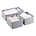 mDesign Soft Fabric Dresser Drawer and Closet Storage Organizer for Kids/Toddler Room, Nursery, Playroom, Bedroom - Textured Print - Organizing Bins in 2 Sizes - Set of 6 - Gray