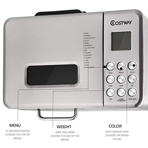 Automatic Bread Machine,BestComfort 15 Programs Bread Maker,15 Hours Delay Timer, 15 Hours Delay Timer, 1 Hour Keep Warm (style 1)