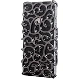 OOOUSE Black Luxury Chrome Electroplating Hollow Pattern PC Hard Back Case Cover for iPhone 4G 4S