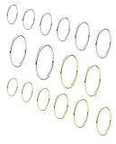 16pcs Stainless Steel Engagement Rings Statement Knuckle Midi Stackable Wedding Band for Women Silver Gold Tone Dome Style