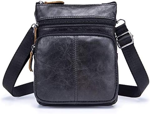 Men Messenger Bag, Male Cowhide Leather Business Casual Single Shoulder Bag(Black)