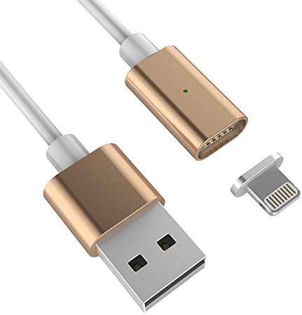 Jiaguoe CX3 Magnetic Charging Cable For iOS iPhone5/6 /7/iPad,Stronger magnetic and fast charging, 2-in-1 Magnetic Car Charger Cable For Lightning (Gold)