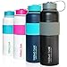 Thermo Tank Insulated Stainless Steel Water Bottle - Ice Cold 36 Hours! Vacuum + Copper Technology - SS Inner Lid, Silicone Grip - 40 Ounce (Black + Grey, 40oz)