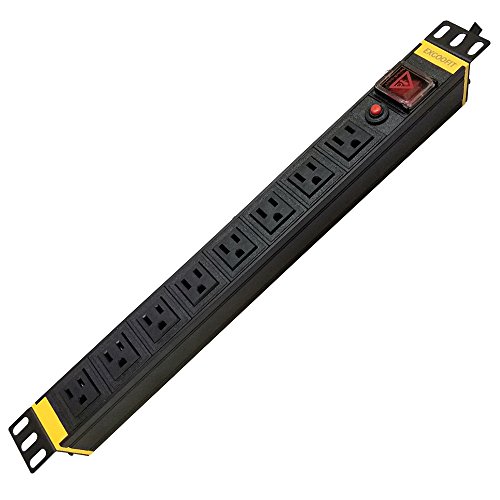 PDU Rackmount 15Amp 8 Outlets Power Strip Surge Protection 1U/15A/120V 6.5ft Power Cord - Thumbnail 6