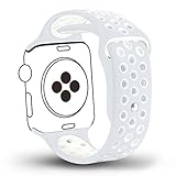 Zantec 42mm Soft Silicone Smart Watch Band Replacement for Apple Watch Band Series 2, Series 1,Sport,Edition,Replacement Strap band (Silver+White )