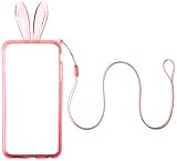 JUJEO Cute Rabbit Shaped TPU Bumper Frame Backless Case for iPhone 6 Plus - Non-Retail Packaging - Pink