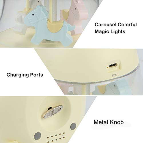 iEGrow Carousel Music Box, Touch Sensor LED Night Lights with USB Charging, 7 Color Gradient Lamp, Musical Toys Gifts for Kids, Baby, Birthday,Wedding (Yellow)