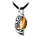 RUINUO Men's Brief Vintage Style “The Faith” Tiger's eye Stone/ Artificial Black Onyx Pendant Necklace