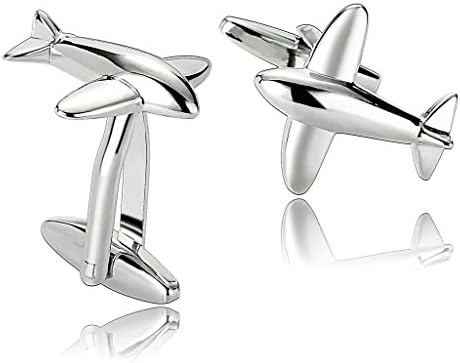 AnaZoz Jewelry Stainless Steel Mens 1 Pair Cufflinks Airplanes Planes Jet Pilot Silver Men's Cuff Links