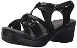 Dansko Women's Stevie Black Lizard Wedge Sandal