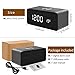 fomobest Wooden Alarm Clock with Wireless Charging for iPhone Samsung, Wood Digital LED Desk Clock for Bedroom, 3 Alarm Settings, Sound Control, Adjustable Brightness, Time Temperature (Black)