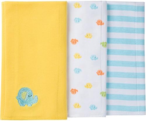 Gerber Clothing Unisex Baby 3 Pack Cotton Interlock Knit Burpcloths, Yellow Elephants