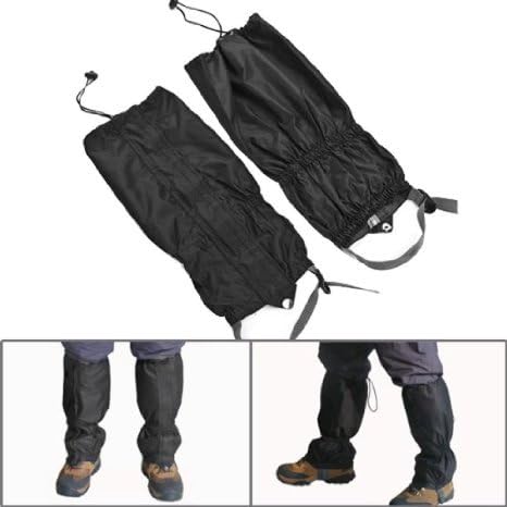 1 Pair Jet Black Unisex Double Sealed Velcro Zippered Closure TPU Strap Waterproof 400D Nylon Cloth Leg Gaiters Leggings Cover for Biking Boating Fishing Skiing Snowboarding Hiking Climbing Hunting