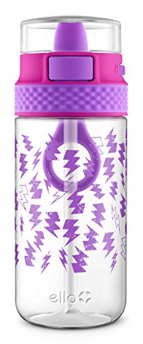 Ello Stratus Tritan Plastic Water Bottle with Leak-Proof Lid, 16 oz, Pink/Purple