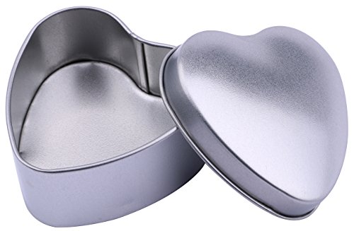 Dedoot 5PCs Heart Shape Mini Metal Tinplate Decorative Gift Box Containers for Jewelry Storage,Treasure Collection,Wedding Candy Treat Gift Wrap Boxes Home Table Decoration (Silver)