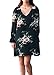 Women's Boho Floral Print Chiffon Cocktail Dress Long Sleeve V-neck Casual Loose Fit