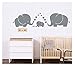 MAFENT(TM) Three Cute Elephants Parents and Kid Family Wall Decal with Hearts Wall Decals Baby Nursery Decor Kids Room Wall Stickers (Grey)