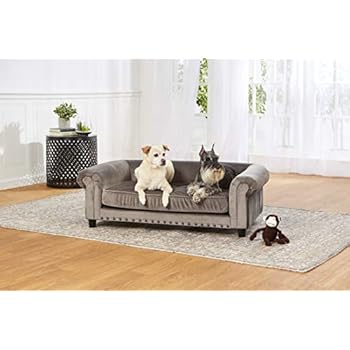 Enchanted Home Pet Co2786-16Gry Manchester Velvet Tufted Pet Sofa in Grey