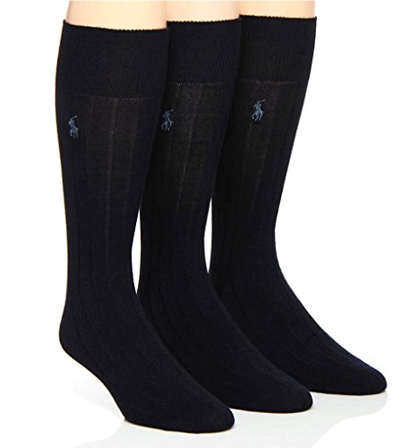 Polo Men's Merino Wool Blend Wide Rib Dress Crew - 3 Pack