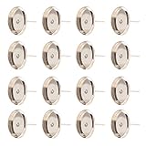 NBEADS 500 Pcs Silver Color Brass Ear Stud Components Bezel Settings Blank Peg & Post Earring Findings for DIY Earring Making