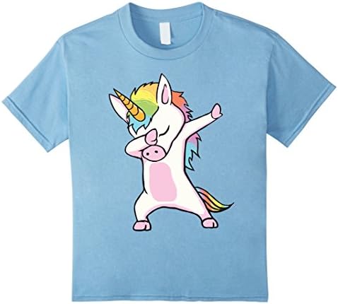 unisex-child Unicorn cute dabbing T-Shirt Funny Dab Dance Gift Shirt 10 Baby Blue