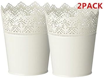 SKURAR Plant pot,Galvanized steel, off-white in/outdoor-Set of 2
