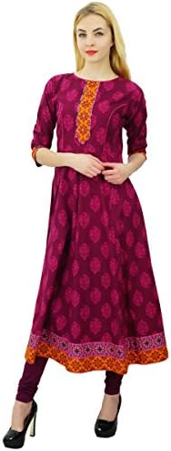 Amoghah Women Flaired Anarkali Floral Print Kurta Cotton Kurti Indian