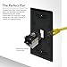 Ethernet Wall Plate, GearIT (10-Pack) 1 Port Cat6 RJ45 Wall Plate Keystone Jack, Black