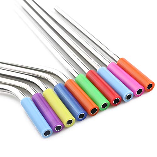S-L Strohhalm 11 Teile/Set Trinkhalm 304 Edelstahl wiederverwendbarer Strohhalter gerade Gebogene Metallhalm mit… – Bild 4