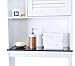 Spirich Home Bathroom Shelf Over The Toilet, Bathroom Cabinet Organizer Over Toilet with Louver Door,White (Black Shelf)