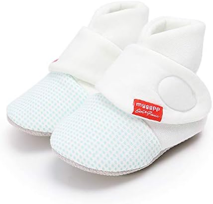LIVEBOX Newborn Baby Booties, Cute Cozy Fleece Warm Winter Infant Prewalker Toddler Snow Boots Crib Shoes for Girls Boys (0-6 Months/4.33", Blue Toe Cap)