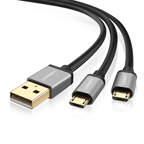 UGREEN Micro USB Splitter Cable USB 2.0 to Dual Micro USB Y Charge Cable for Data Sync and Power Two Android Mobile Phones Tablets Samsung Galaxy, HTC, LG, Nexus, Blackberry and More (1.5ft)