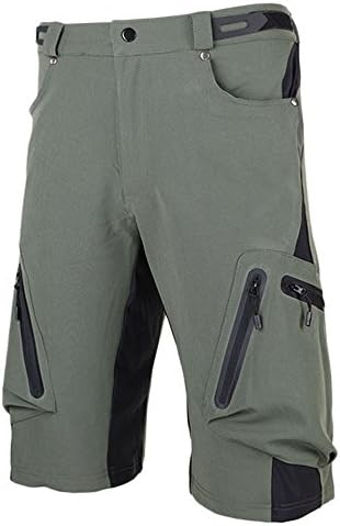 Cycorld Mens Mountain Bike Biking Shorts, Water Repellent MTB Shorts, Loose Fit Cycling Baggy Pants with Zip Pockets (Army Green, XX-Large)