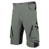 Cycorld Mens Mountain Bike Biking Shorts, Water Repellent MTB Shorts, Loose Fit Cycling Baggy Pants with Zip Pockets (Army Green, XX-Large)