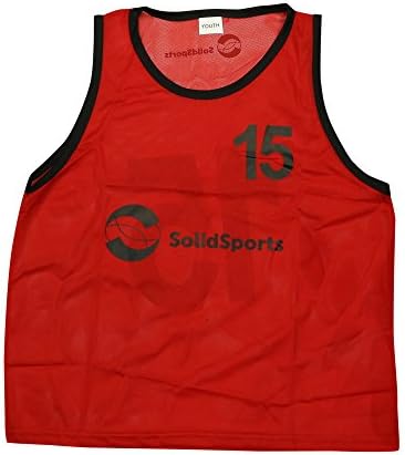 Solid Sports Numbered Training Bibs, Youth Red